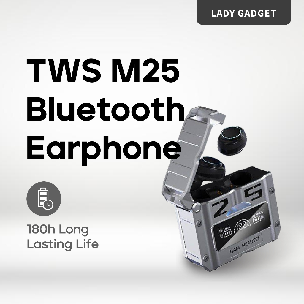 New TWS M25 Bluetooth Earphone 5.3 Waterproof Wireless Headphone 9D Stereo Sports Earbuds LED Microphone