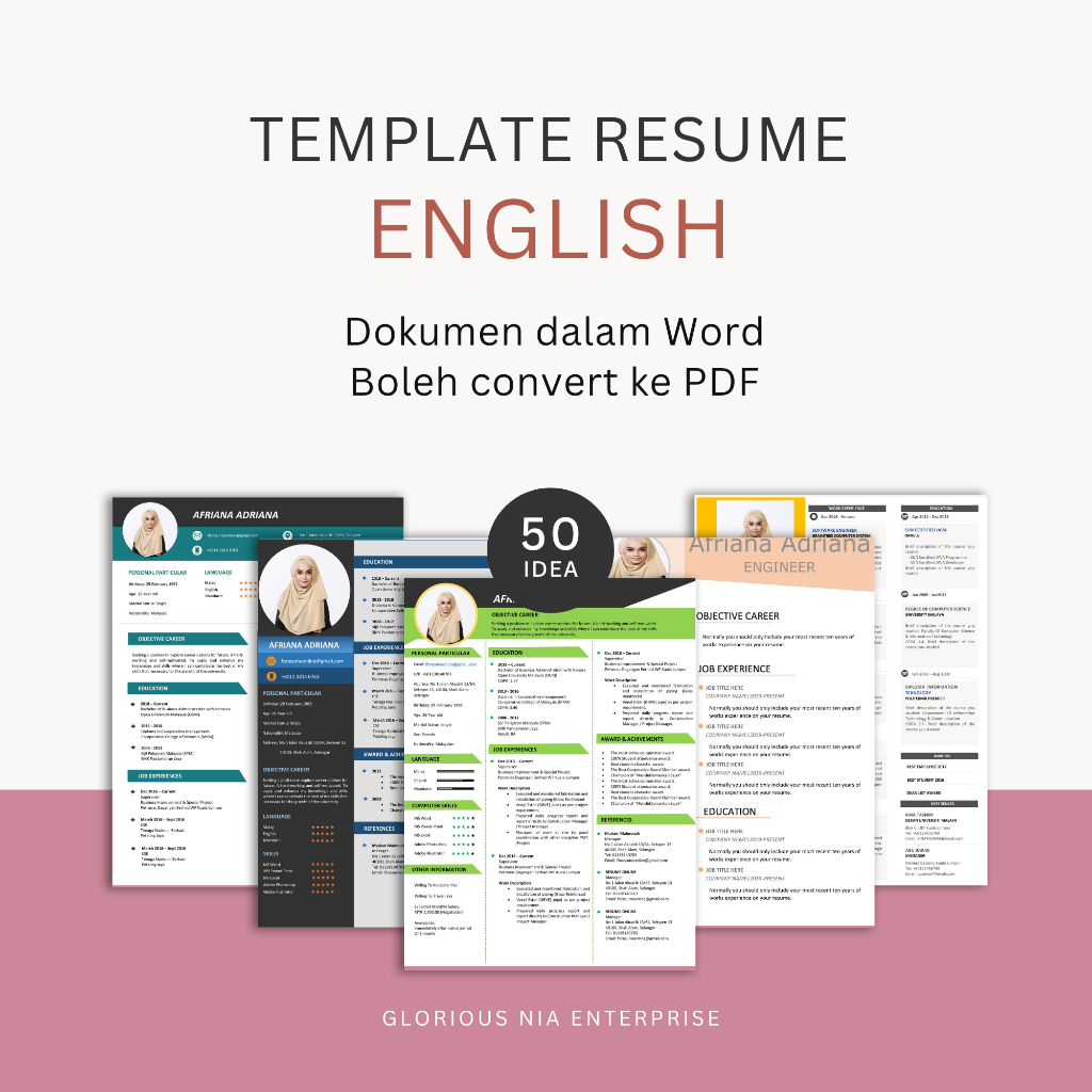 [ENGLISH] template resume template cover letter template CV murah cantik mudah cepat faham edit dalam microsoft word