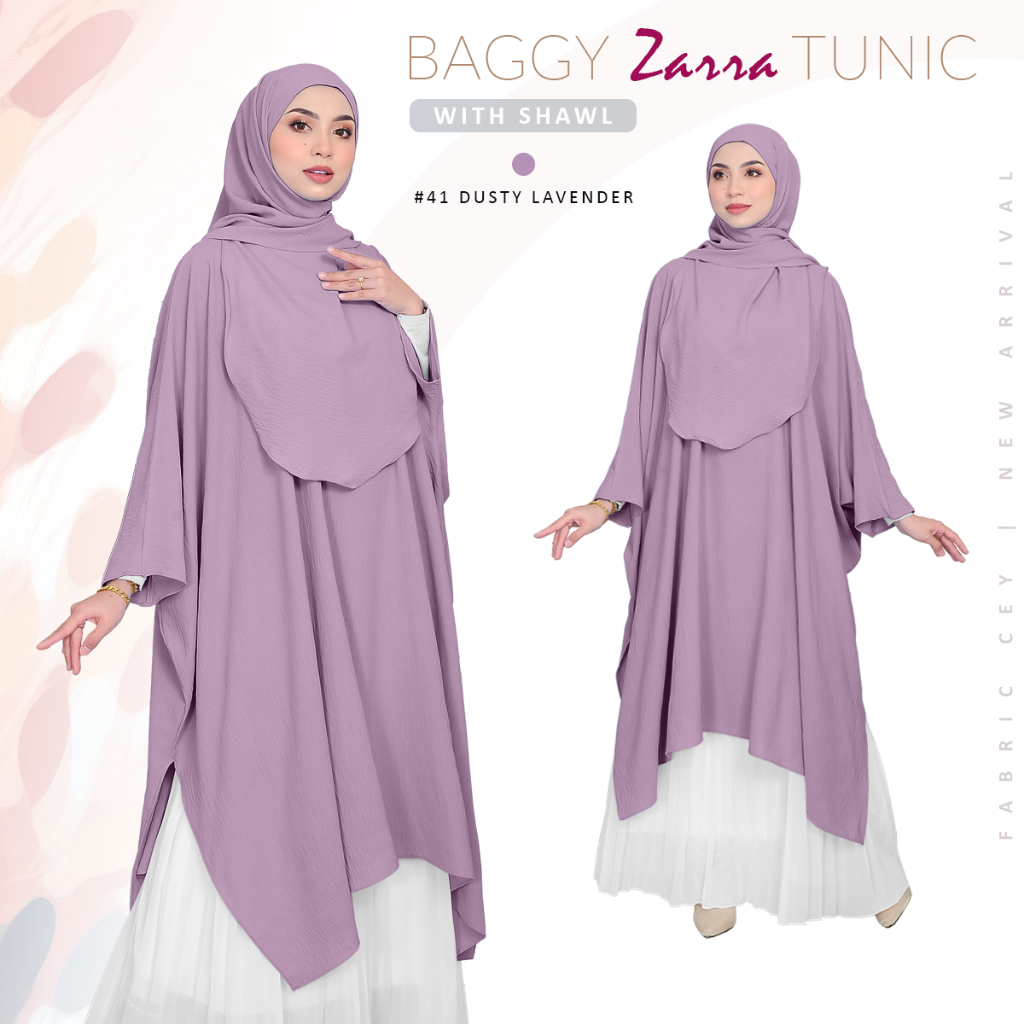 * Hot Arrival * Baggy Zarra Tunic with Butterfly Shawl Curve for Muslimah by Modest Glam Fashion