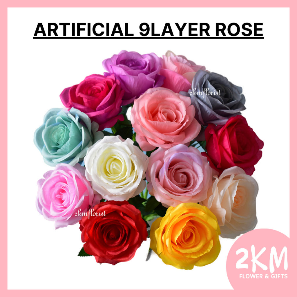 (1PCS) 9LAYER ROSE ARTIFICIAL Flower Bouquet Living Room Home Decor Decoration Bunga Hiasan Rumah Meja Hantaran