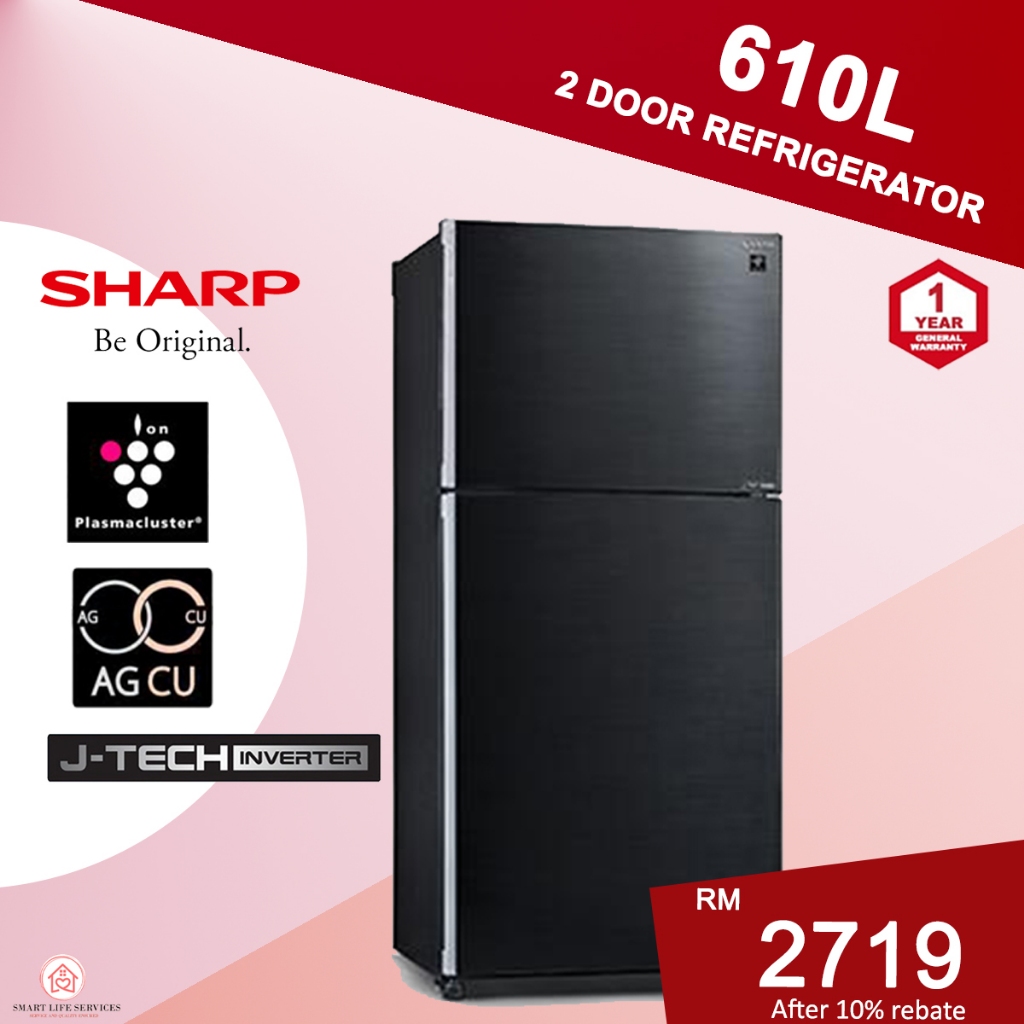 【LOWEST PRICE】Sharp Fridge 610L/720L J-Tech Inverter Fridge / Refrigerator Peti Sejuk Hybrid Metal/ Glass 2 Door 2门冰箱