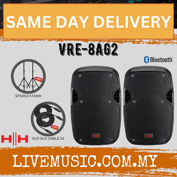 HH Electronic Vector VRE-8AG2 Active Bluetooth Speaker 8 inch With Speaker Stand And Cable ( VRE8AG2 / VRE 8AG2 )