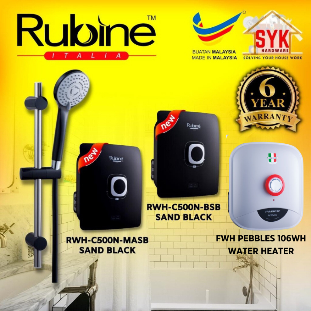 SYK Rubine Cubo Series Water Heater Non Pump Heater Shower No Pump Air Panas Shower Pamanas Air Mandi Elektrik