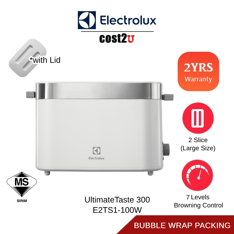 Electrolux UltimateTaste 300 2 Slice Toaster with Warming Rack & Lid | E2TS1-100W (Bread Toaster Pembakar Roti 烤面包机)