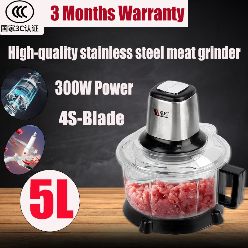 [1 Day Deliver]🔥5L Meat Grinder Multifunction Stainless Steel  Electric Blender Food Processor Electric Food Chopp多功能绞肉机