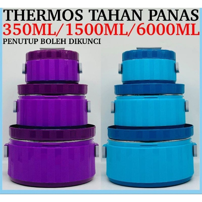 3pcs Bekas Nasi Tahan Panas / Thermos Nasi / Thermal Food Container / Hot Pot With Lock / Food Warmer / Food Container