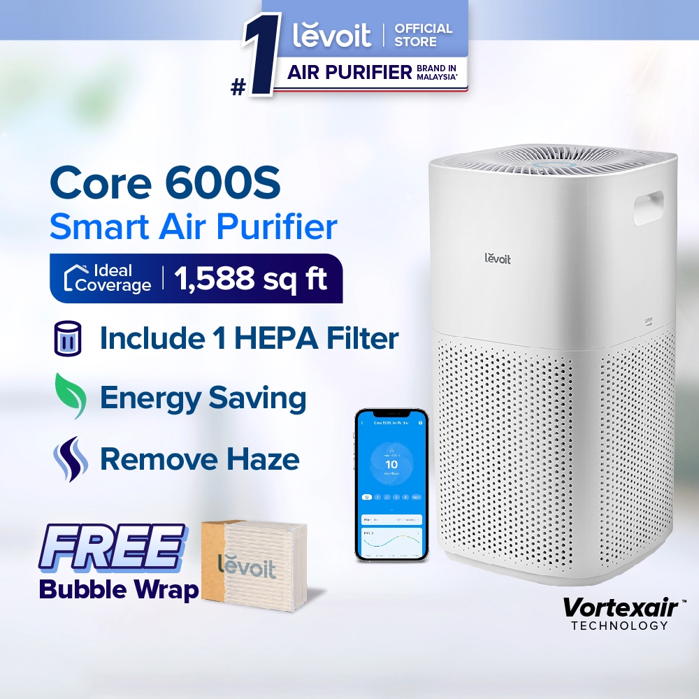 Levoit Core 600S Smart WiFi Air Purifier Dust Sensor Air Quality for Large Room (147m²/1588 sqft)