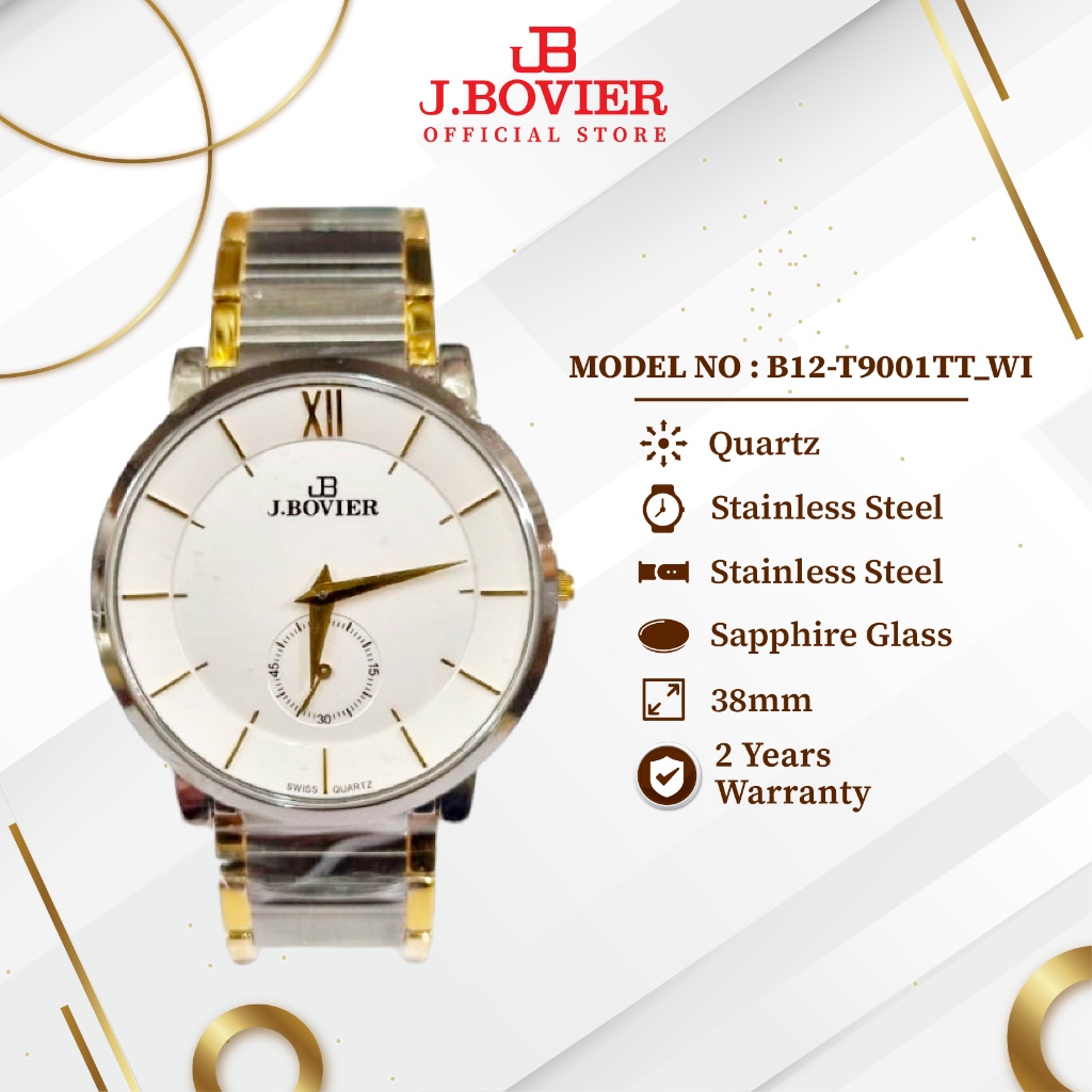 [CLEARANCE] J.Bovier Stainless Steel Quartz Men Watch Jam Tangan Lelaki B12-T9001TT_WI