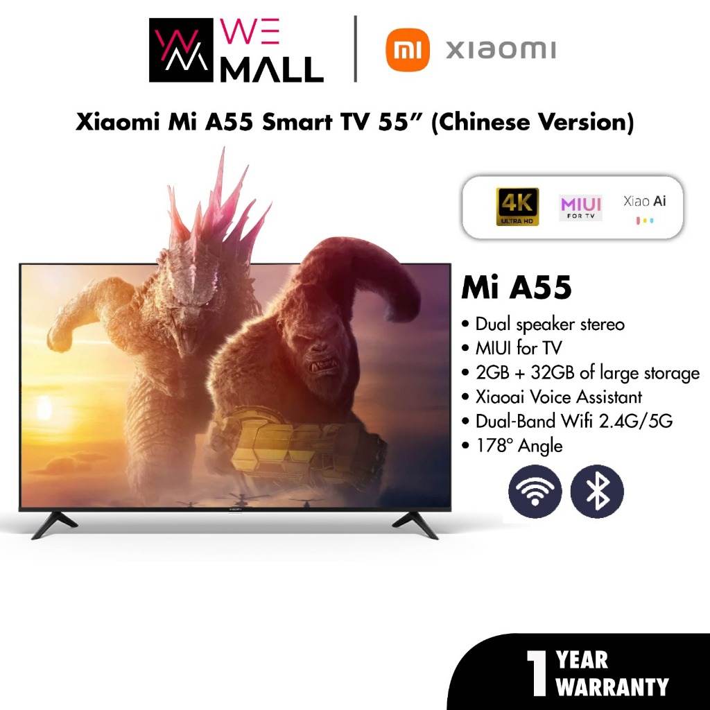 [NEW 2024 MODEL] Xiaomi Mi TV A55 4K LED Android TV Smart TV XiaoAi Voice Assistant (55''/2GB+32GB)