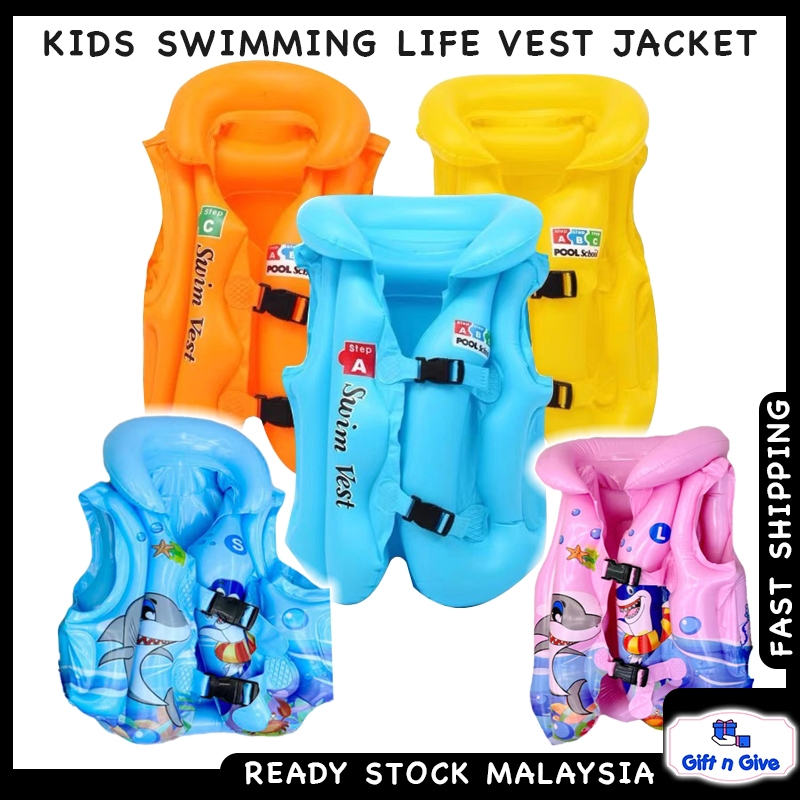 Kids Swimming Life Vest Jacket Inflatable Swimsuit Floatable Swim Pool Water Float Baby Children Safety Jaket Pelampung