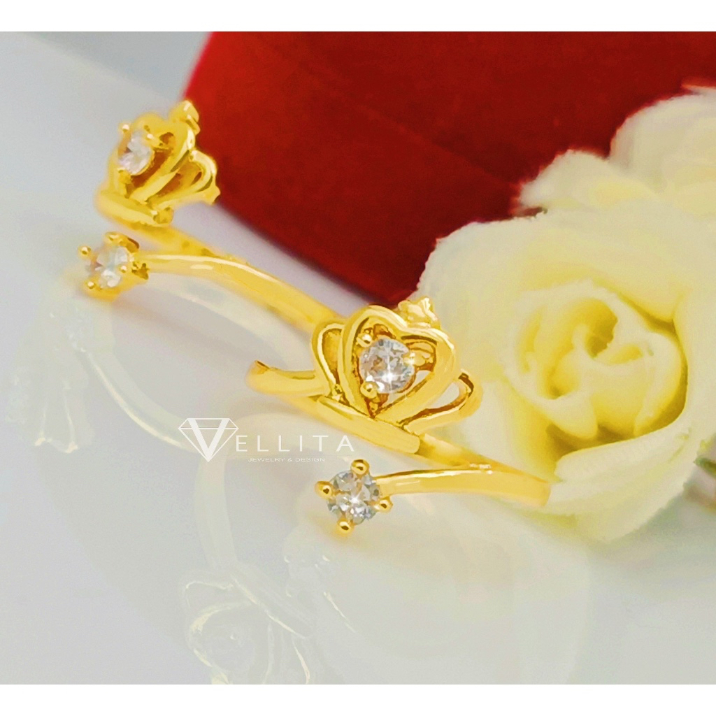 [VJ]Cop916 Ring "Crown" Adjustable Free Size Gold Ring 999.9 Gold Plated