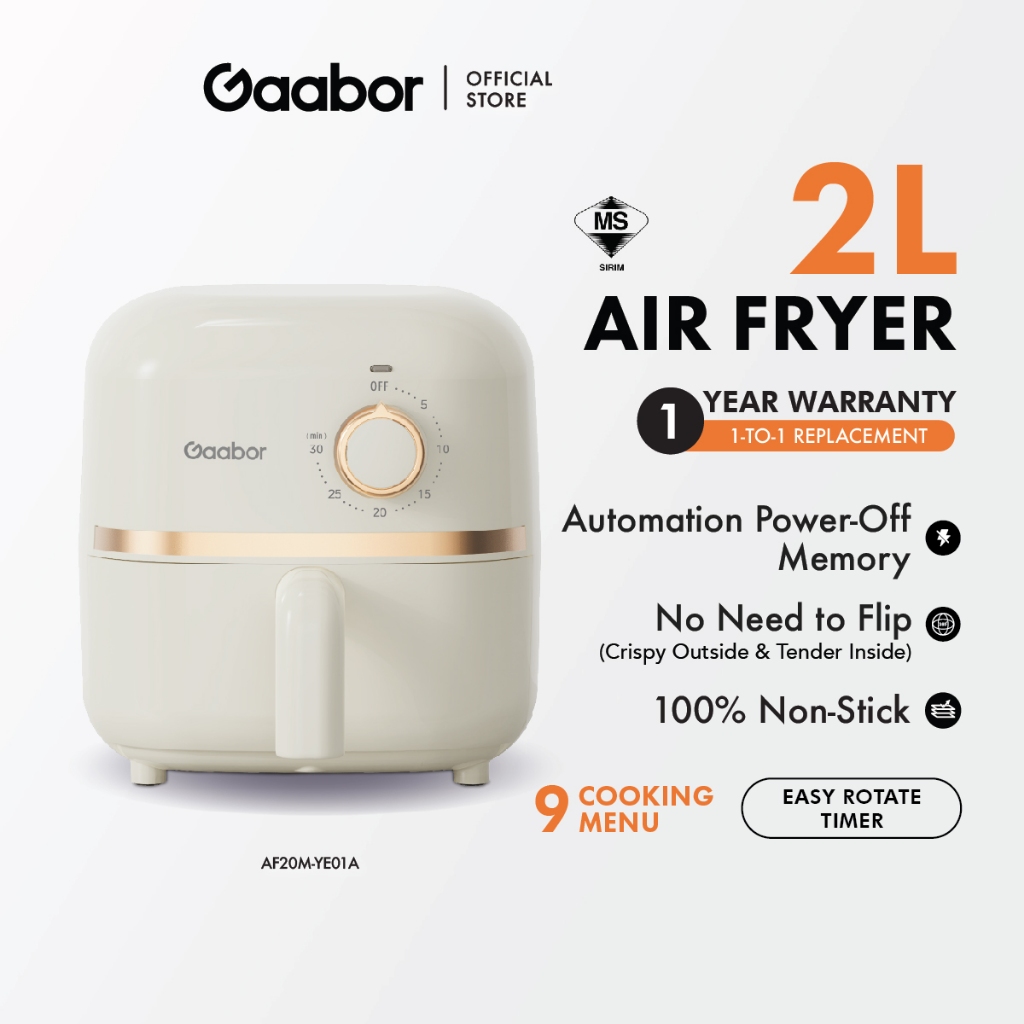 Gaabor Mini Air Fryer With 9 Menu Functions & 3D Hot Air Circulation (2.0L) AF20M-YE01A