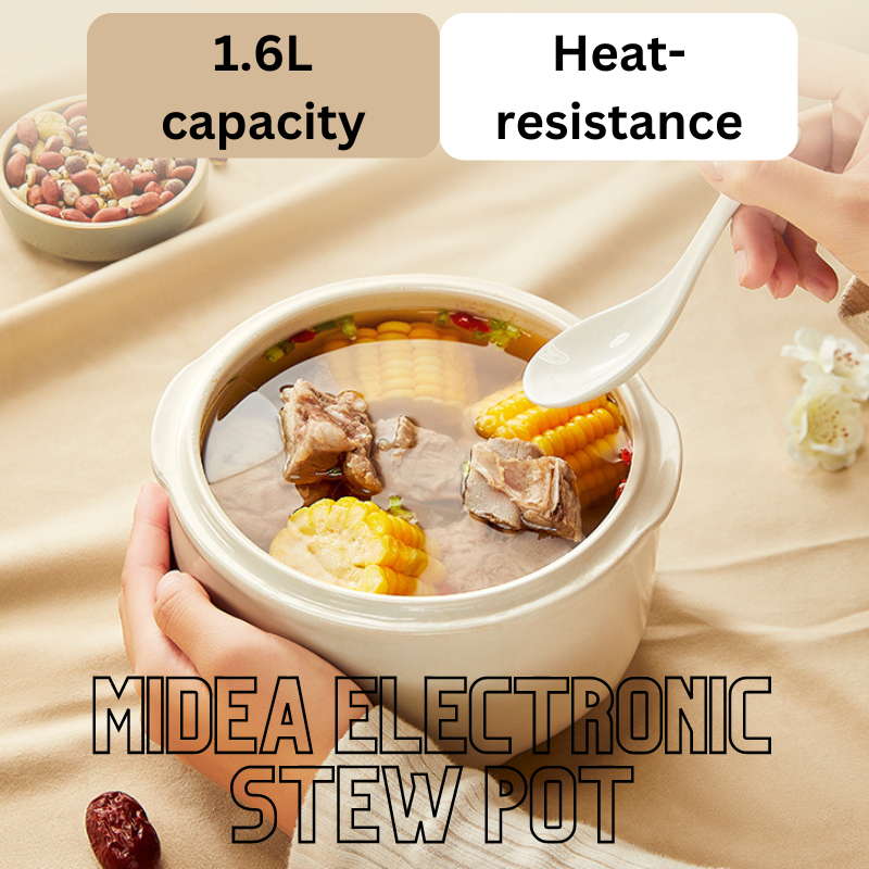 Midea DZ16E102 Electric Stew Pot Automatic Ceramic Cooker for Soup Porridge Health Preservation 1.6L