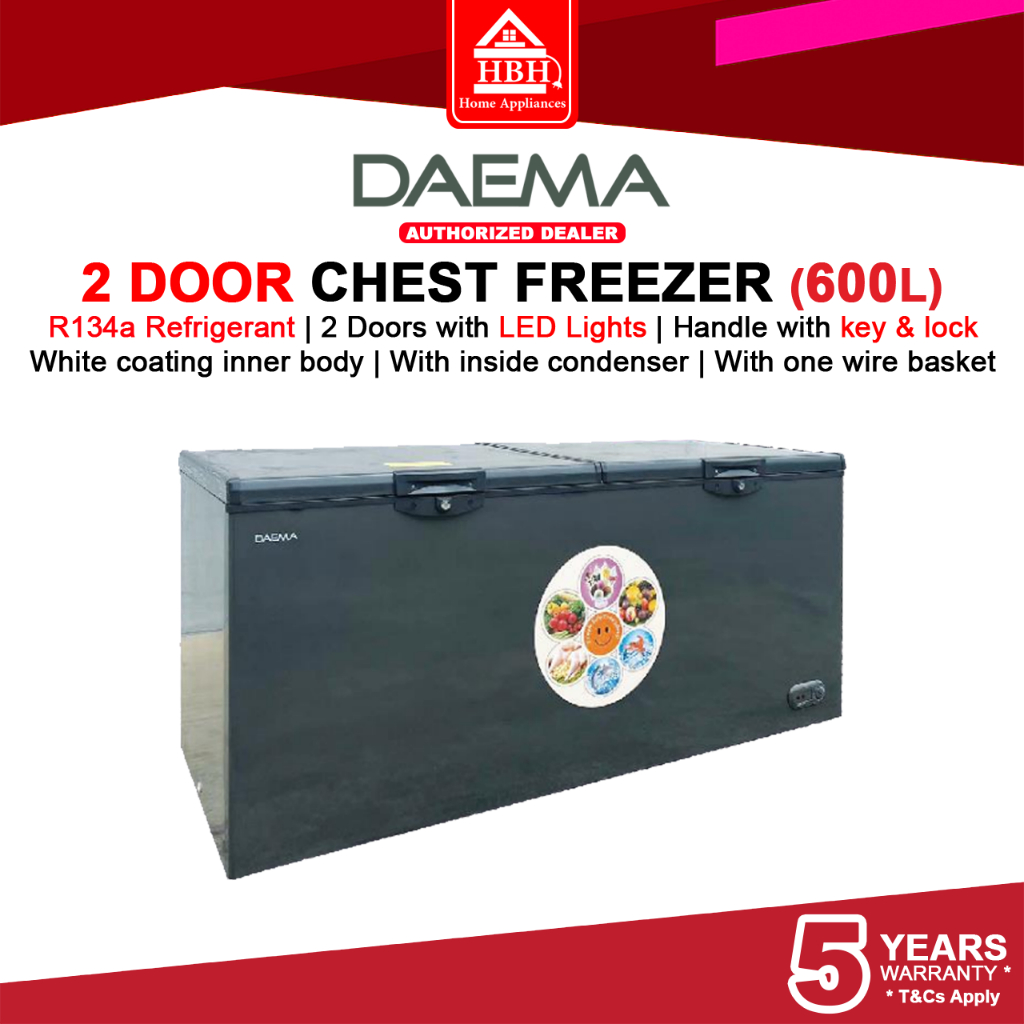 (FREE SHIPPING) Daema DFZ-685CG 600L Two Door R134a Chest Freezer with Key & Lock 685CG DFZ685CG