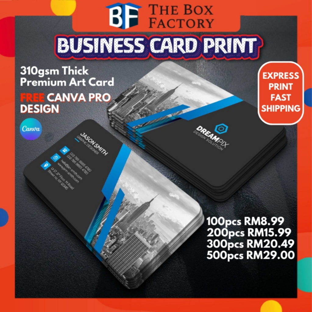 Name card Printing | Business Card | Thank You Card | Loyalty Card | 310gsm Art Card High Quality Bisnes Kad 名片卡