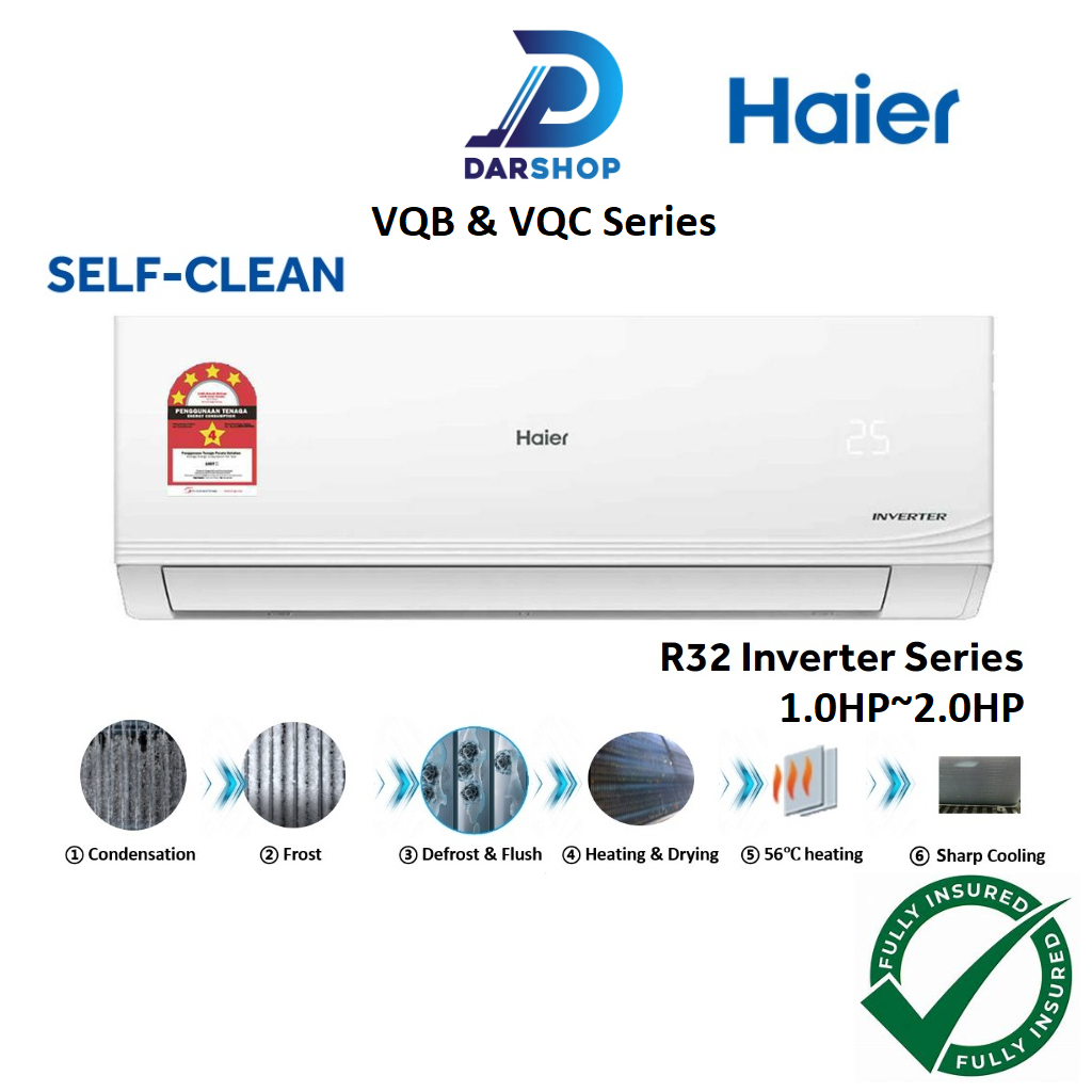 Haier Inverter Air Conditioner 1HP 1.5HP 2HP Penghawa Dingin Air Cond Aircond Murah 冷气机 冷氣機 VQB VQC Series