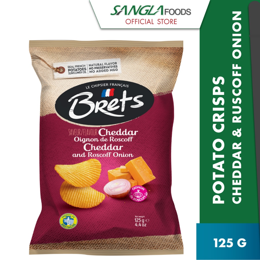 Brets Potato Crisps with Cheddar Cheese & Ruscoff Onion Flavor 125g