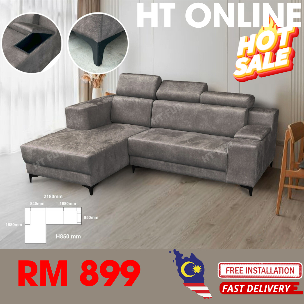 HT ONLINE L Shape Sofa Murah / L Shape Sofa Ruang Tamu / Living Room Furniture / 3 Seater Sofa