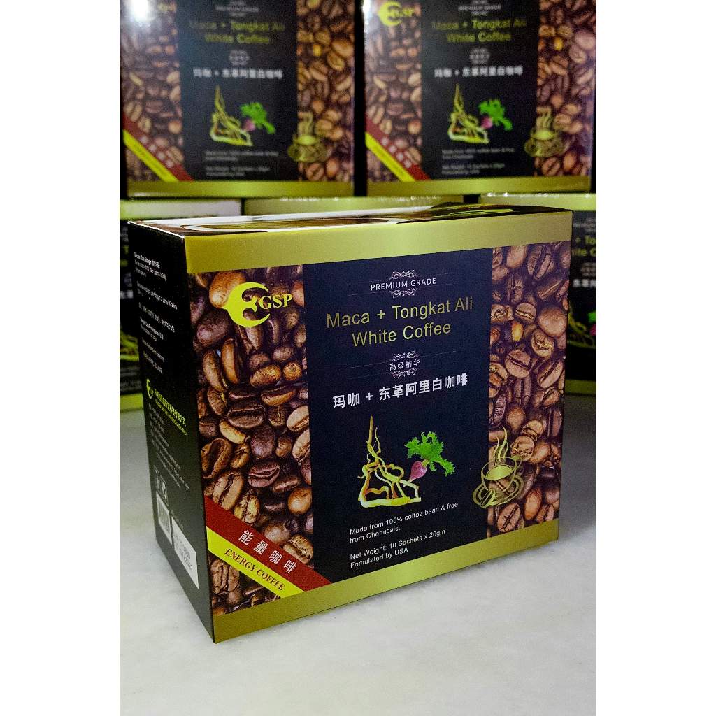 🔥BAYAR 4 DAPAT 5🔥 GSP Maca & Tongkat Ali White coffee (10 Sachets) ❤️‍🔥PROMO B4F1 B10F3❤️‍🔥