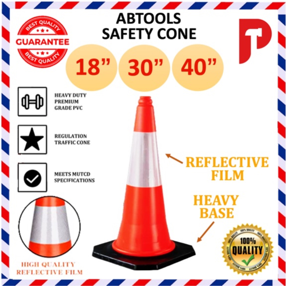 Traffic Safety Cone Ready Stocks Warning Reflective Cone Heavy Base 18"/30"/40"