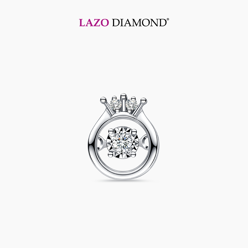 LAZO DIAMOND Tiara BB Ring Dancing Diamond Pendant in 9k White Gold