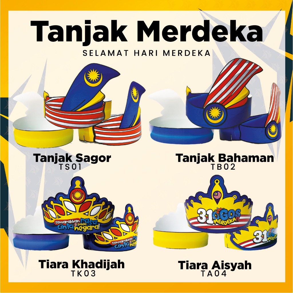 Tanjak Kertas 2024 Aksesori Merdeka Tengolok Budak kanak-kanak Medeka Topeng Tangan Budak Mask Prop Hiasan Accessories