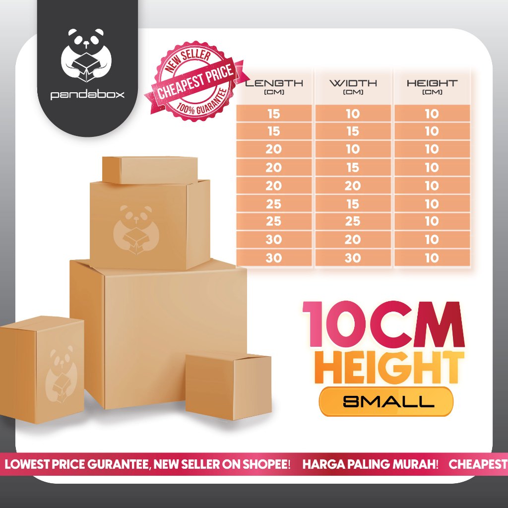 PANDABOX 10cm Height Kotak Carton Box Packaging Box Small Box Packing Box Parcel Box Kotak Packaging 纸箱