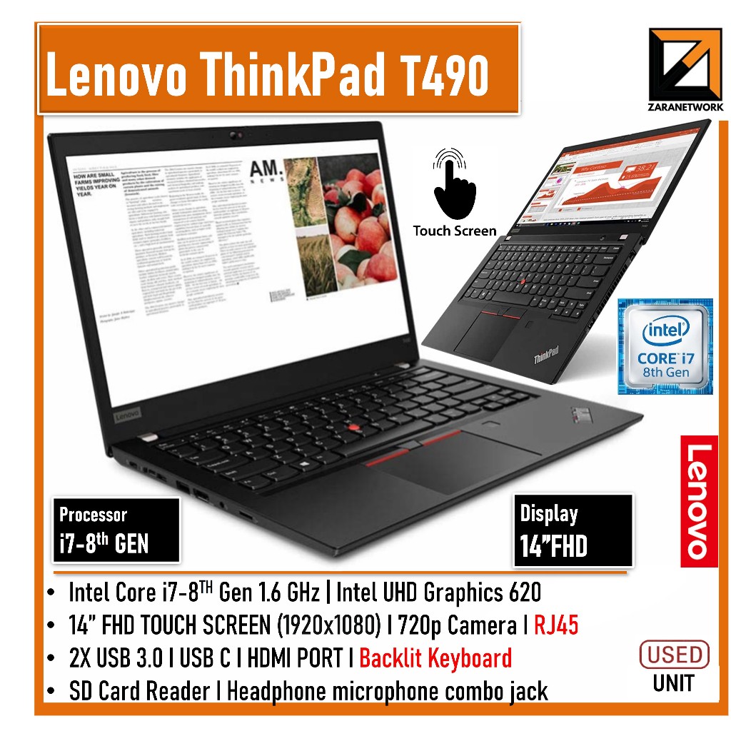 (Refurbished) LENOVO T480S/T490s ThinkPad (1 YEAR WARRANTY T&C) 14"inch Laptop Core i5/i7 (UPTO 32GB RAM) Win 10p/11 PRO