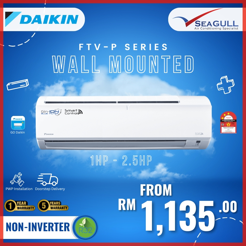 (WI-FI)(GIN-ION) Daikin R32 P-Series Wall Mounted Non-Inverter 1.0HP -2.5HP (FTV28PB)(FTV35PB)