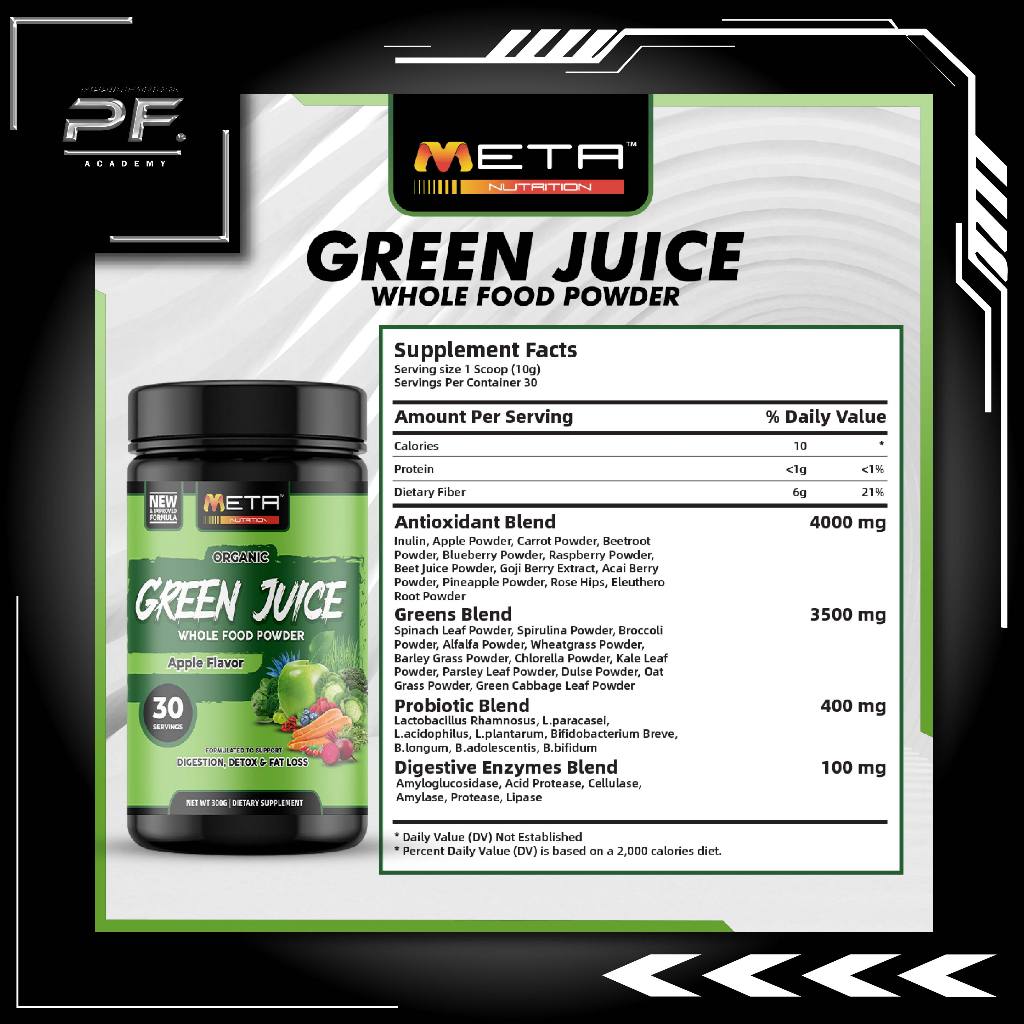 (HOT ITEM) GREEN JUICE WHOLE FOOD POWDER BY METANUTRITION PFITNESS MUSCLESHOP