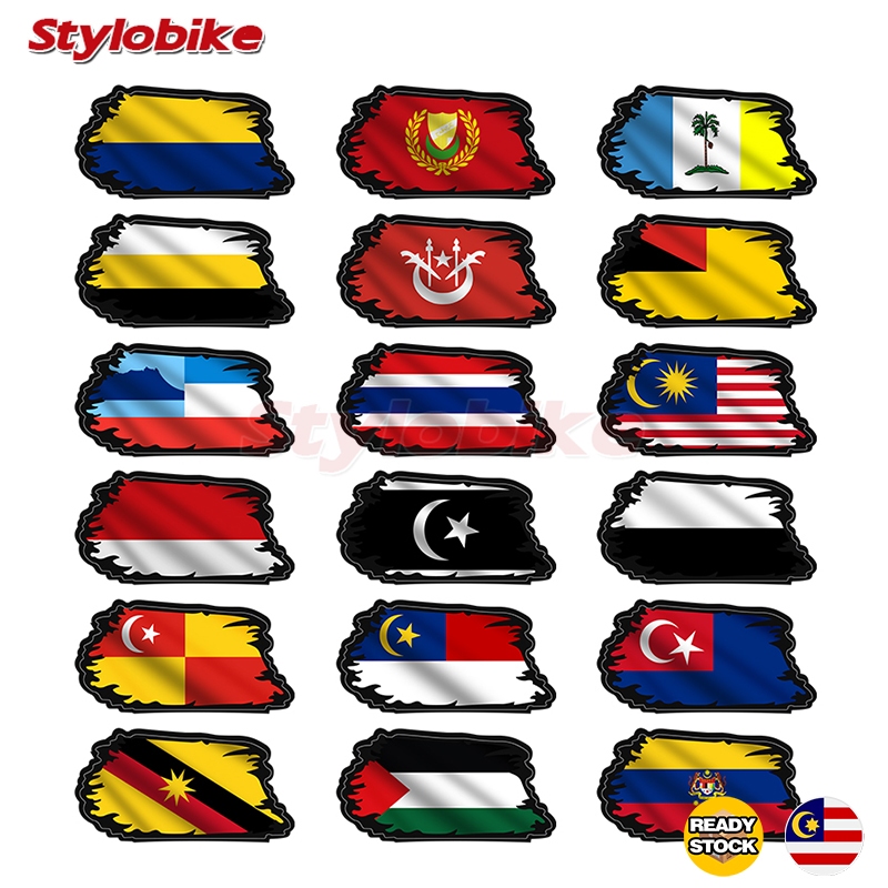Sticker Motor PVC Sticker Bendera Negara Flag Bendera Sticker Palestine Aarb Iran Johor Selangor