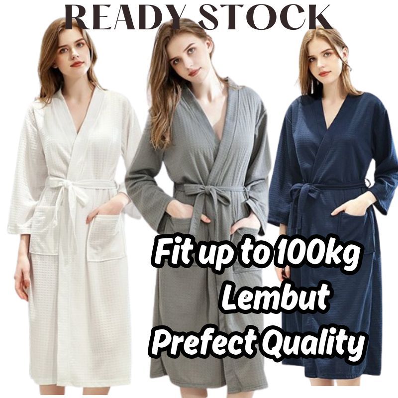 Malaysia Ready Stock - Plus Size Women Bath Robe Pyjamas Nightwear Baju Kimono Baju Hotel Jubah Mandi Baju Tido