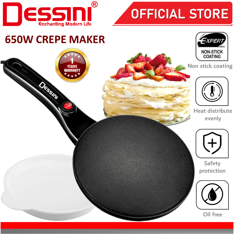 DESSINI ITALY Electric Crepe Pizza Pancake Spring Roll Roti Jala Maker Cooker Barbecue BBQ Grill Non-Stick Baking Pan