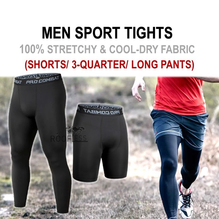 ROOFLESS Pro Combat Tight Pant Man Sport Legging Men Seluar Tight Lelaki Bola Compression Pants Men Tight Gym Fitness