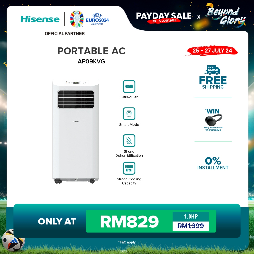 [FREE Shipping] Hisense 1.0HP R32 Portable Air Conditioner / Air Con / Smart Mode  - AP09KVG