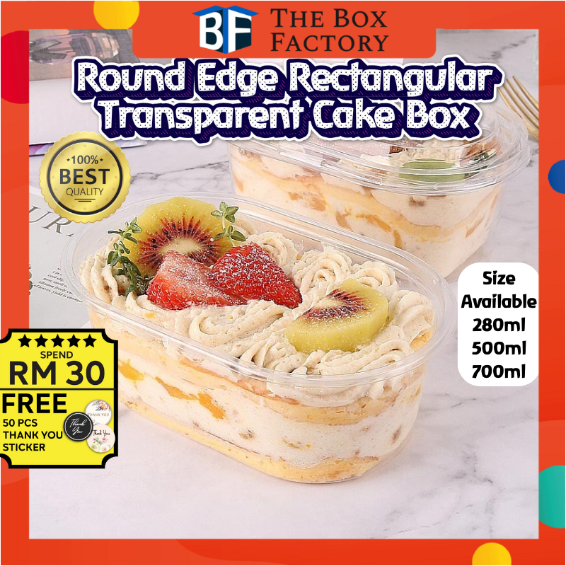 500ml Transparent Cake Box Pudding Box Mousse Box Dessert Container Jelly Cup Food Storage Bekas Cheese Kek Reusable