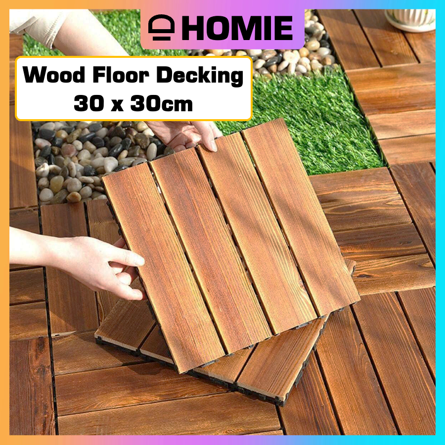 Wood Floor Decking Interlocking Deck Floor Tiles Outdoor Garden Balcony Decoration Lantai Kayu Papan 防腐木地板