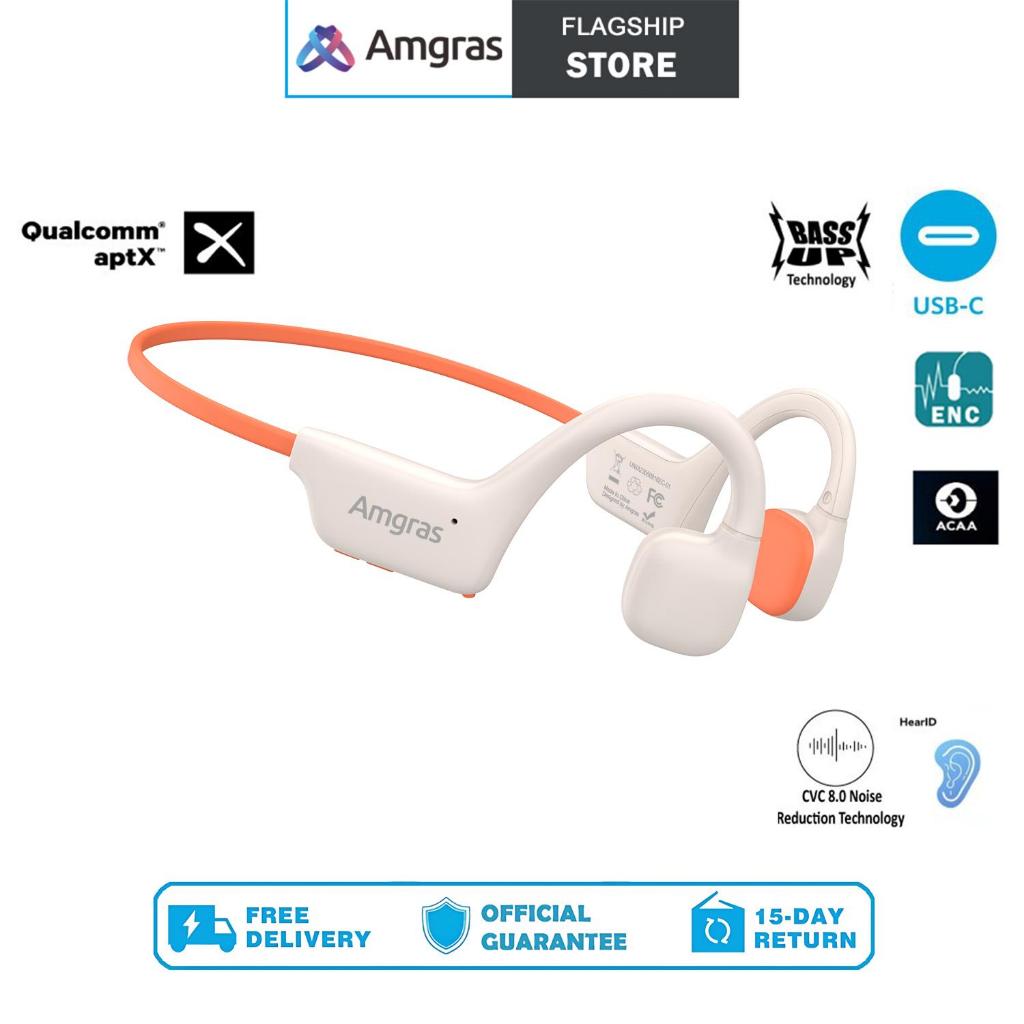 Amgras OpenMeta Ⅱ Pro Bone Conduction earphone Blutooth Hearphones Water/Sweat Resistant Stereo Sound Built-in Mic 10H