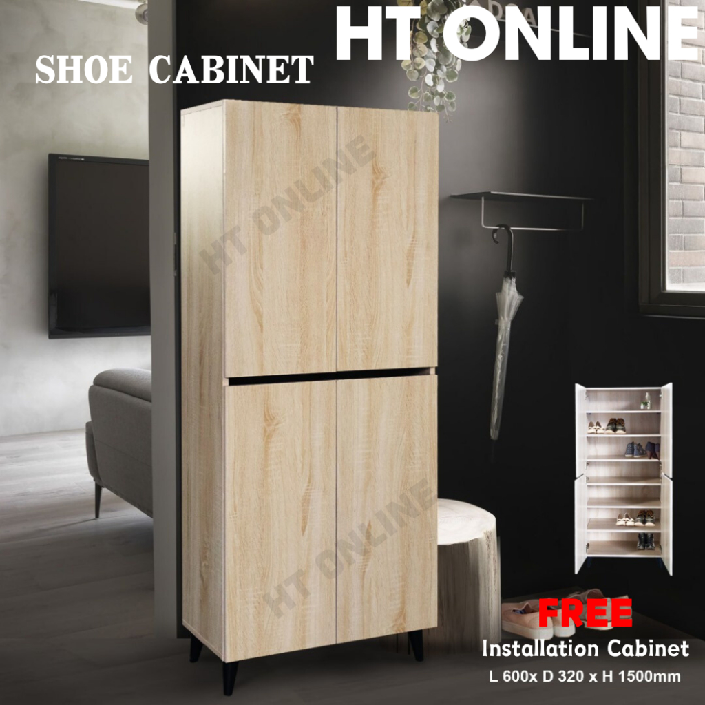 HT ONLINE Rak Kasut Bertutup Tinggi / Almari Kasut /Shoe Cabinet/Shoe Rack/Display Rack/Almari Dapur