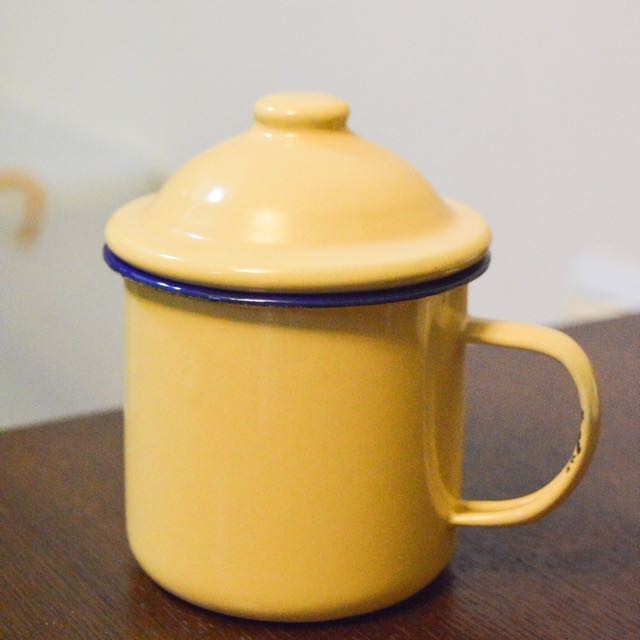 Vintage Enamel Mug with Cover Enamel Cups Traditional Nostalgic Vintage Mug / Enamel Mug/Koleh Ayan 8cm / 9cm / 12cm