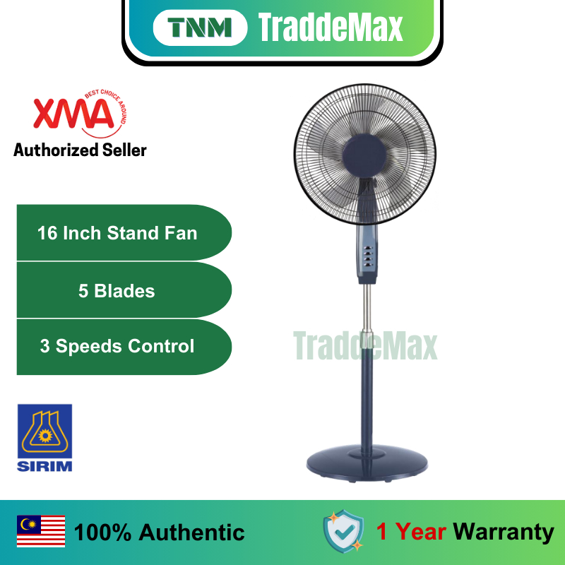 XMA Stand Fan High Performance Table/Desk Fan/Kipas Meja with 5 Blades, 3 Speed (16'') [SIRIM APPROVED]