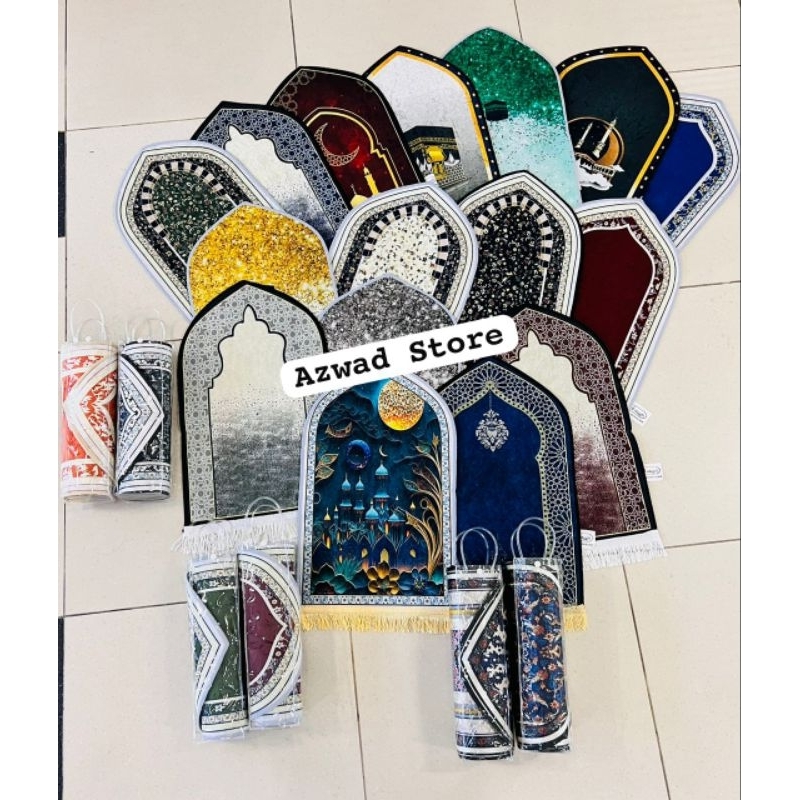 Sejadah Kubah With Transparent Bag Size (35×65)cm Viral Shining 3D Velvet DoorGift prayer Mat Hantaran Hadiah