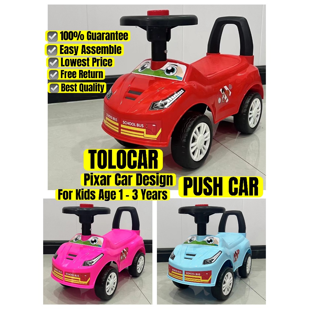 CANDY UMUR 1 - 3 YEARS TAHUN KIDS BUDAK KANAK TOLOCAR PUSH CAR RIDE ON TOY 4 WHEELS RODA KERETA MAINAN KAKI TOLAK HORN