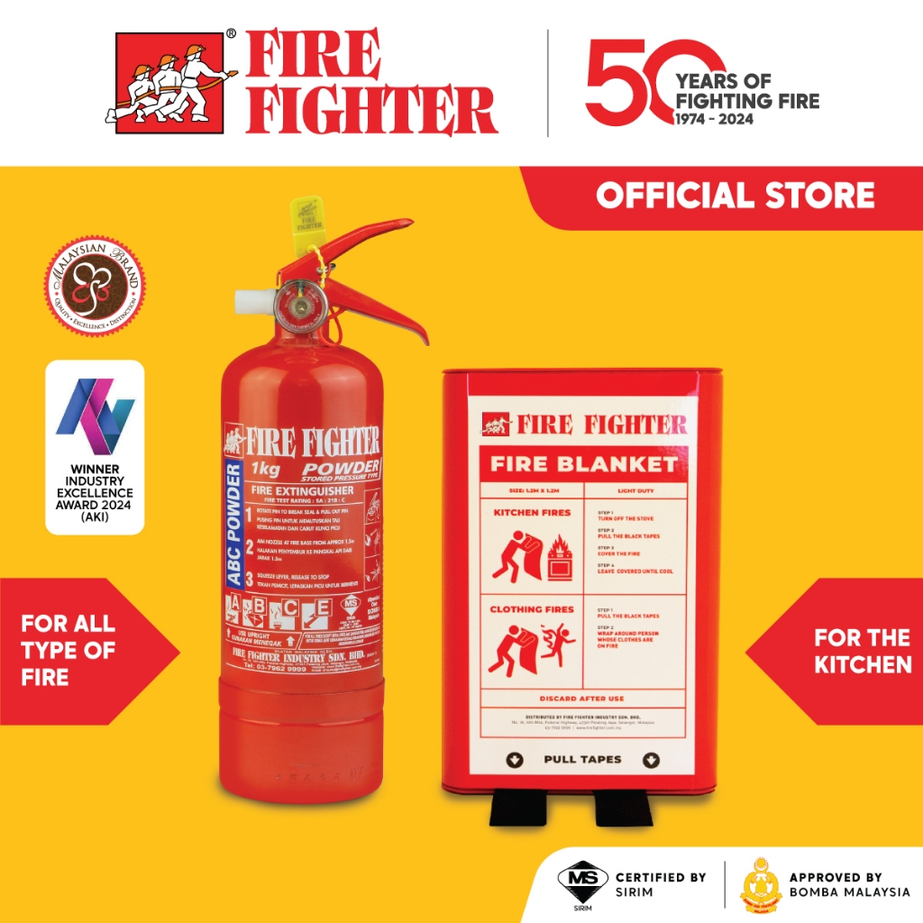 Mini Fireproof Pack (1kg Fire Extinguisher + Fire Blanket)