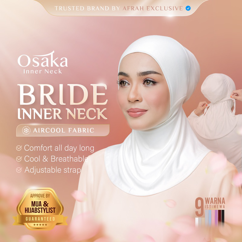 INNER NECK SEJUK PENGANTIN material Aircool Cotton boleh adjustable lembut selesa dan breathable