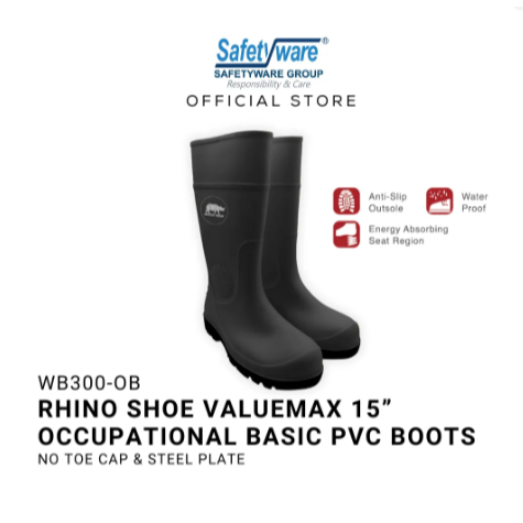 RHINO SHOE ValueMax OB Wellington Boots | Non-Safety | WB300-OB | Kasut Hujan | Kasut Kebun