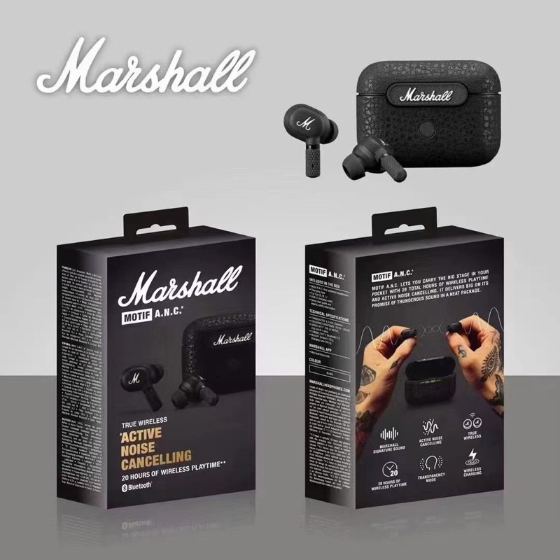Marshall Motif ANC True Wireless Blue-tooth Headset Subwoofer Waterproof Music In-ear headphones TWS Stereo Earbuds