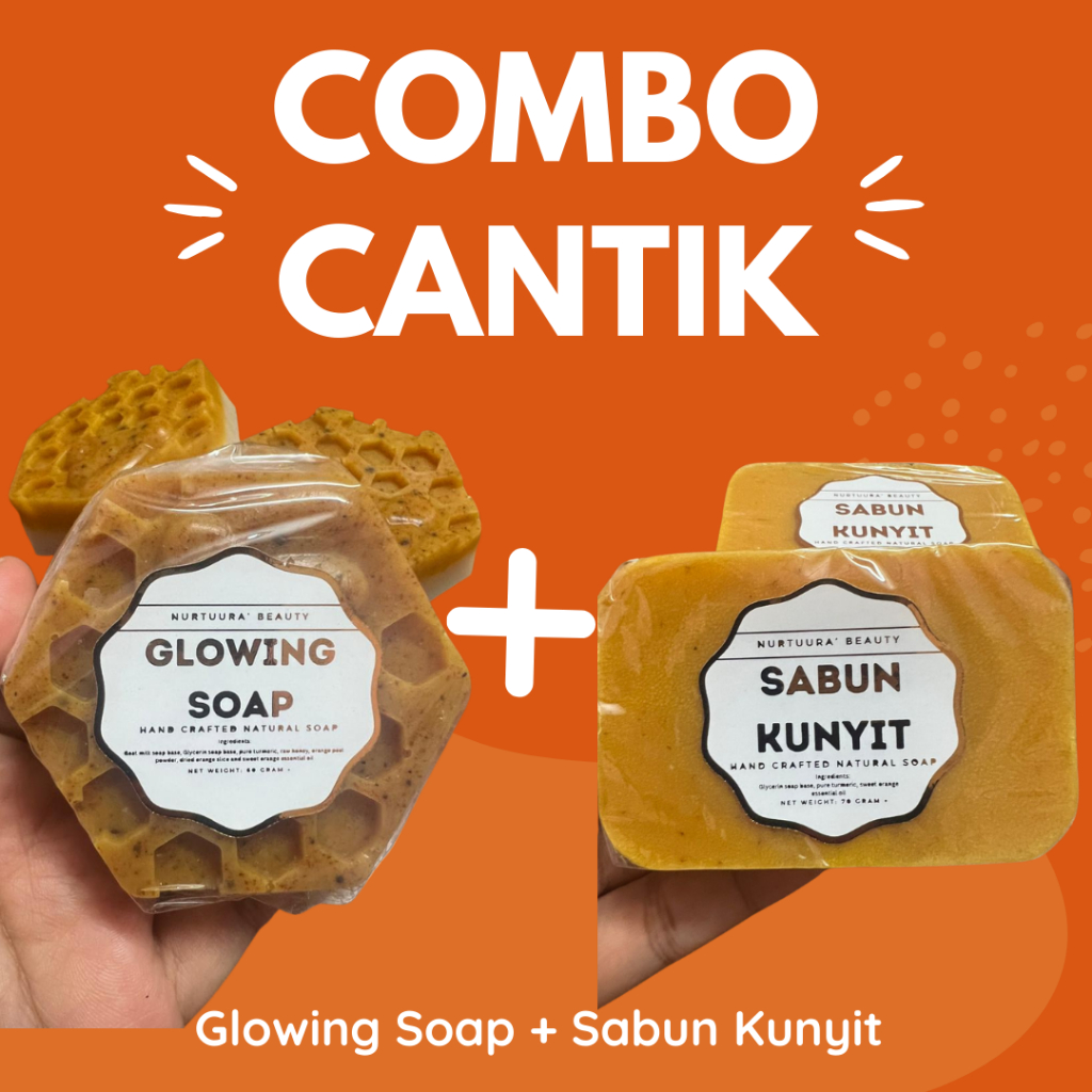 [PROMO JIMAT] COMBO CANTIK SABUN KUNYIT + SABUN GLOWING HOMEMADE ORGANIC MANFAAT UNTUK KULIT