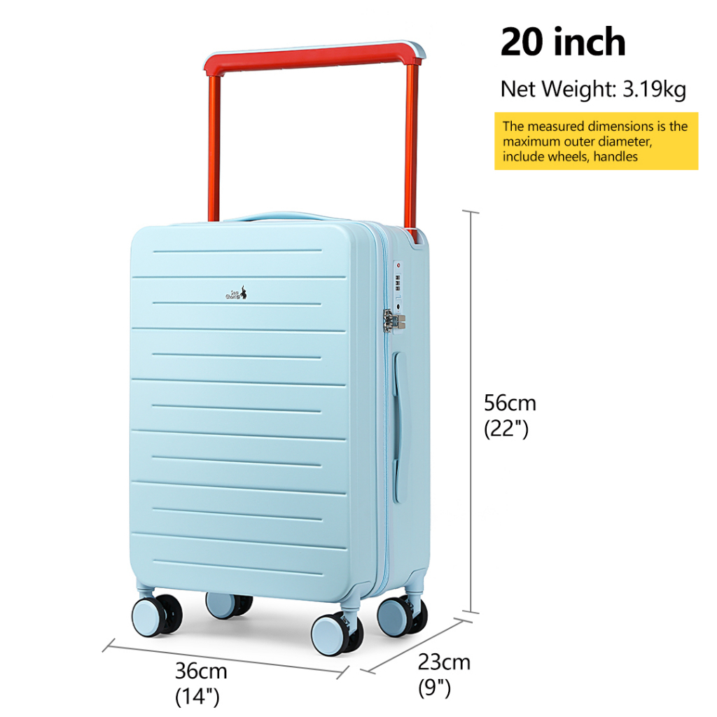 Sea choice 20 Inch luggage Wide Handle Hard Shell YKK Zipper Polycarbonate(PC) Material Suitcase with TSA Lock