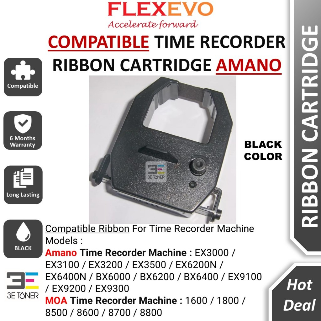 Compatible Amano EX-3000 EX3000 Black Time Recorder Ribbon Cartridge Black Red for ITBOX UMEI MOA 1600 Kingsmark Nishi